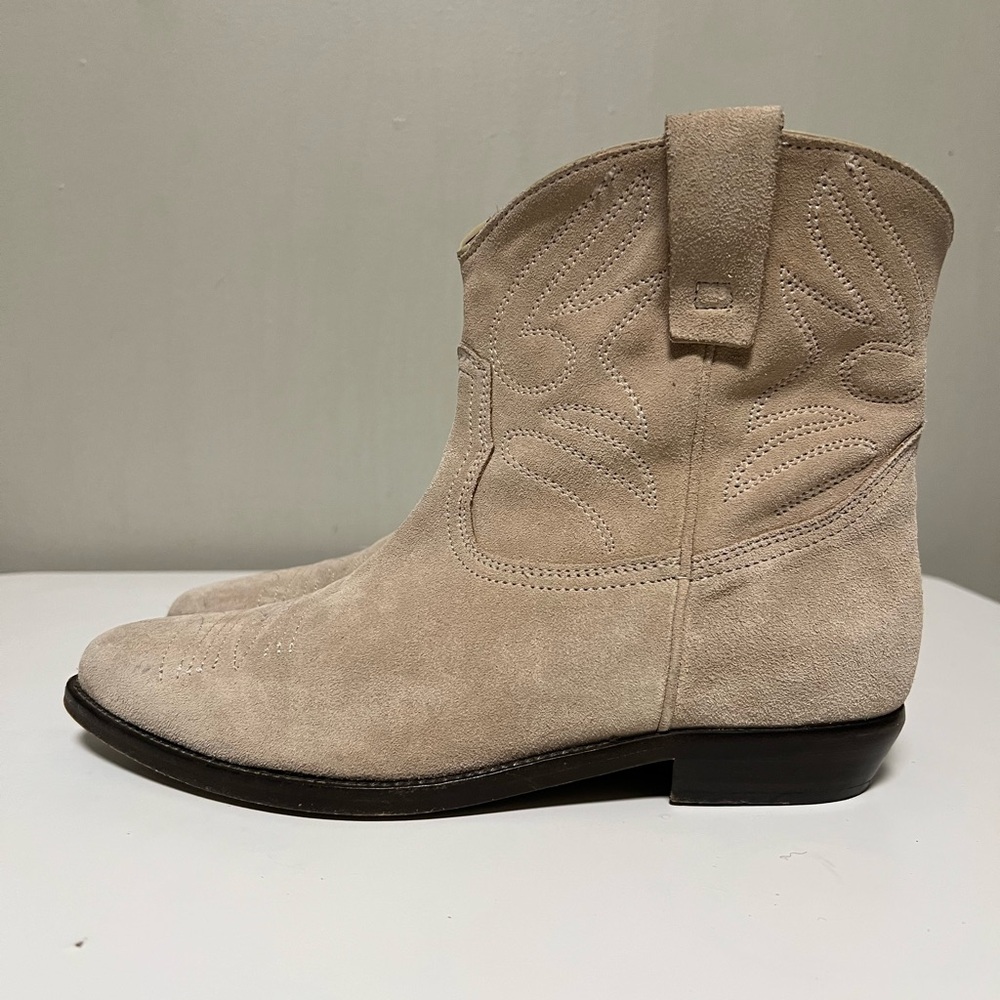 CLOSED JOLA BOOTS Beige Leather Jola Suede Boots Western Style EU 37 US 7